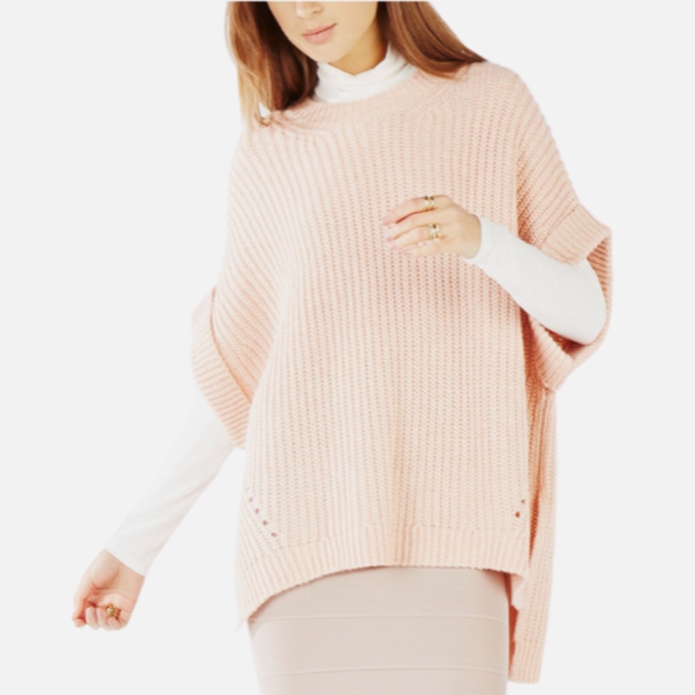 BCBGMaxAzria Pink Short Sleeve Oversized Sweater XS/S